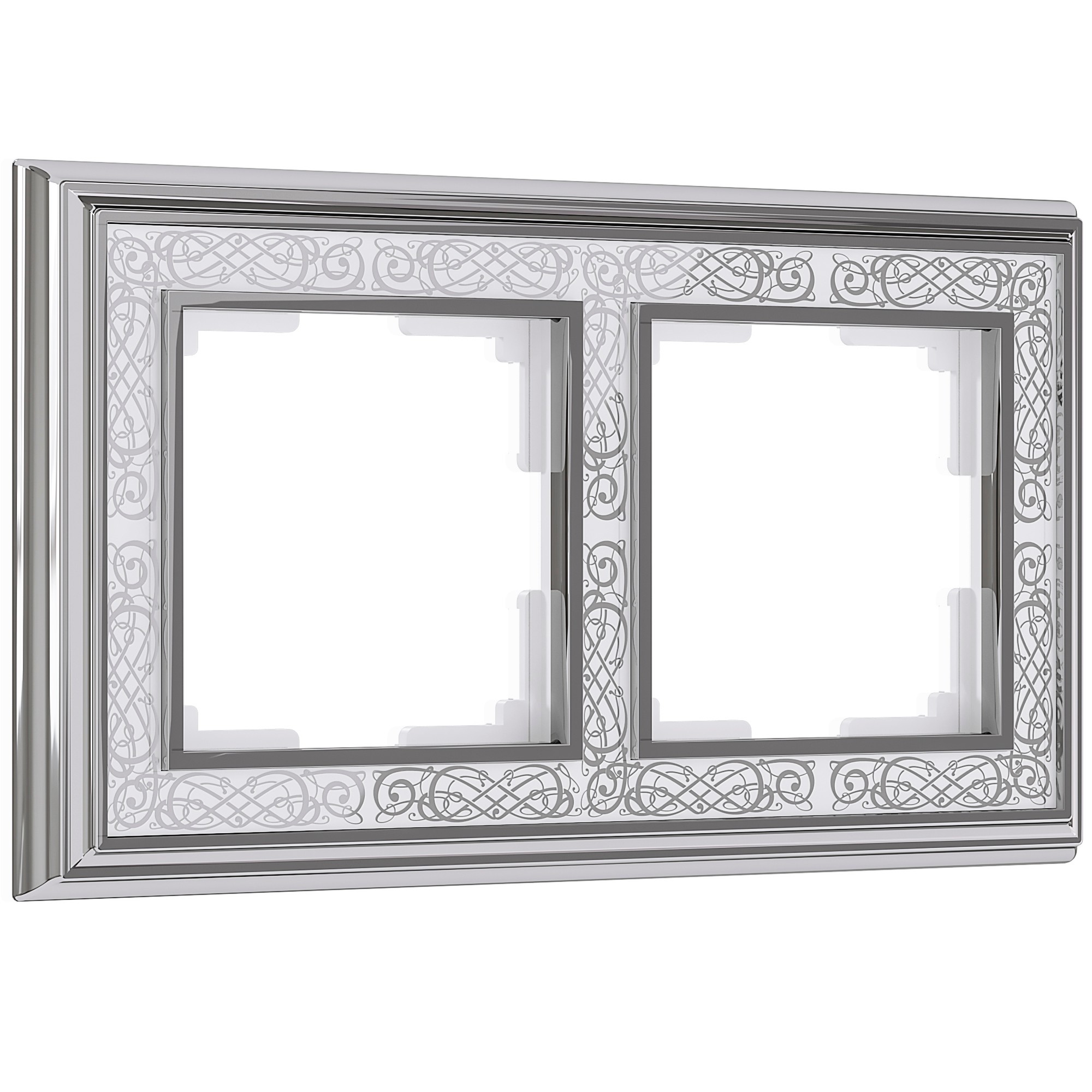 Рамка Werkel W0021431/ Рамка на 2 поста Palacio Gracia (хром/белый)