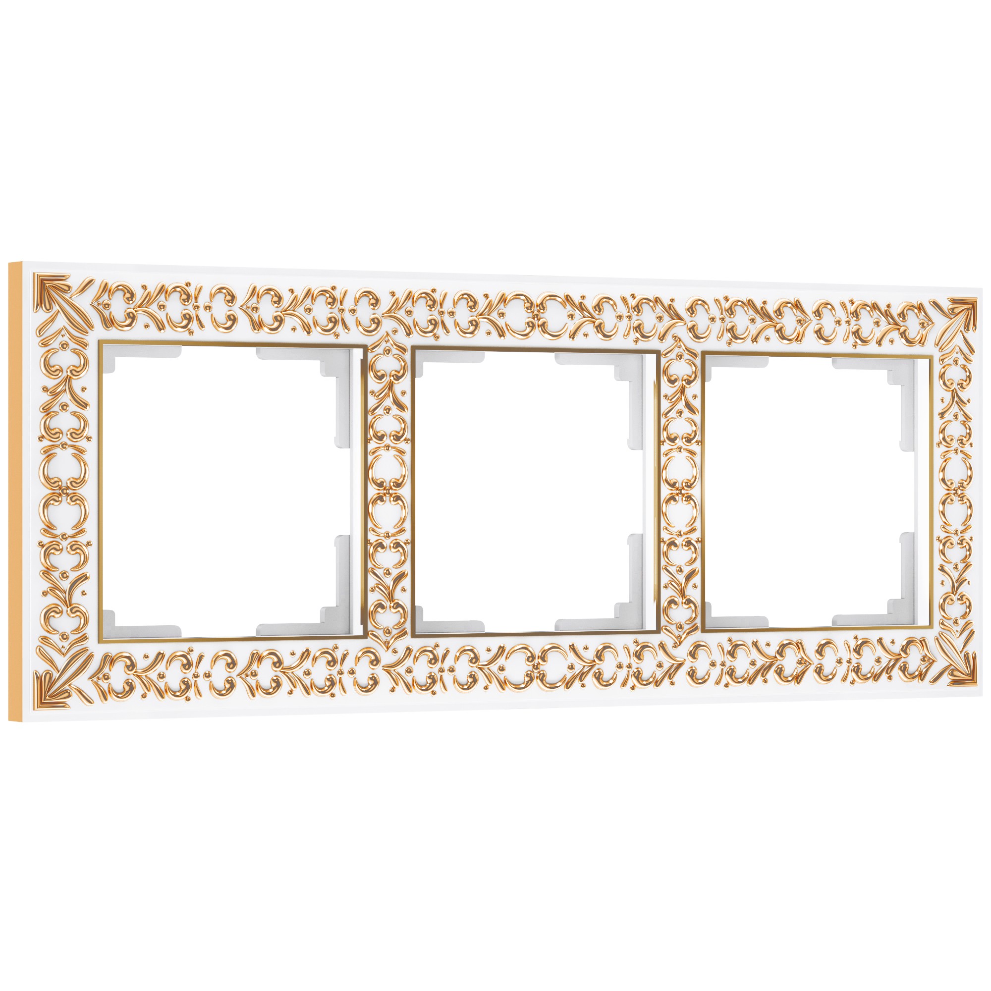 Рамка Werkel W0031523/ Рамка на 3 поста Antik (белое золото)