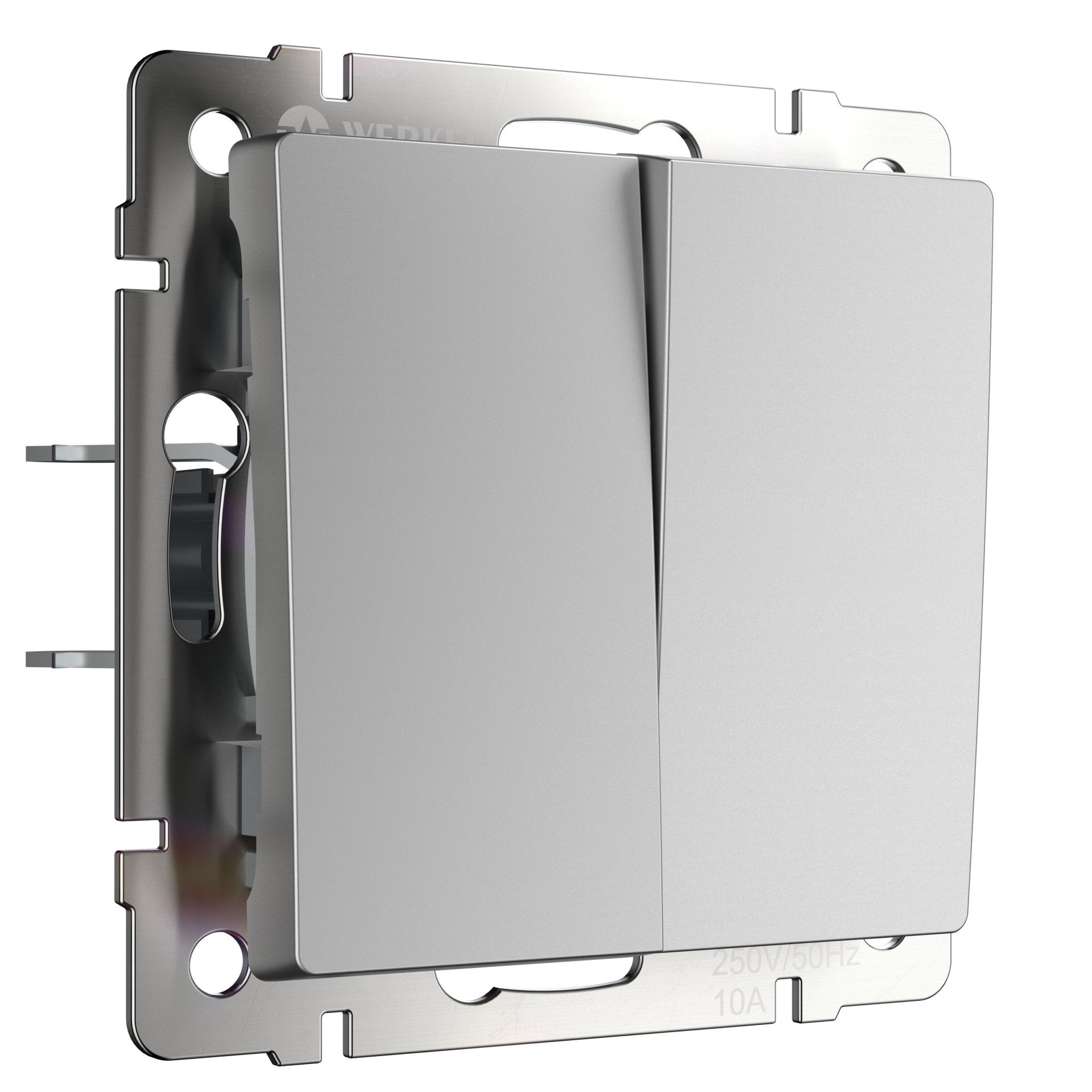 Выключатель Werkel W1120006/ Выключатель двухклавишный (серебряный)