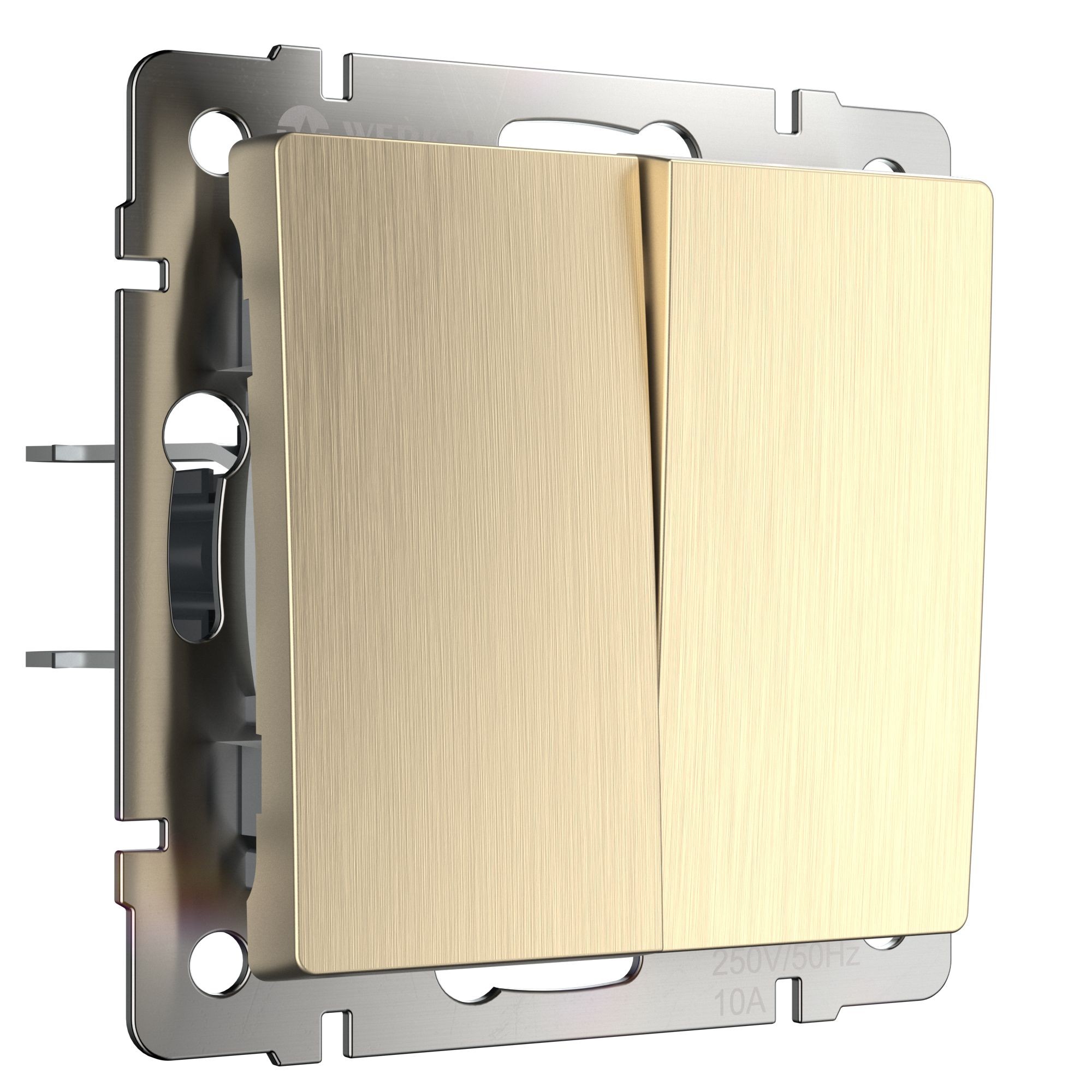 Выключатель Werkel W1120010/ Выключатель двухклавишный (шампань рифленый)