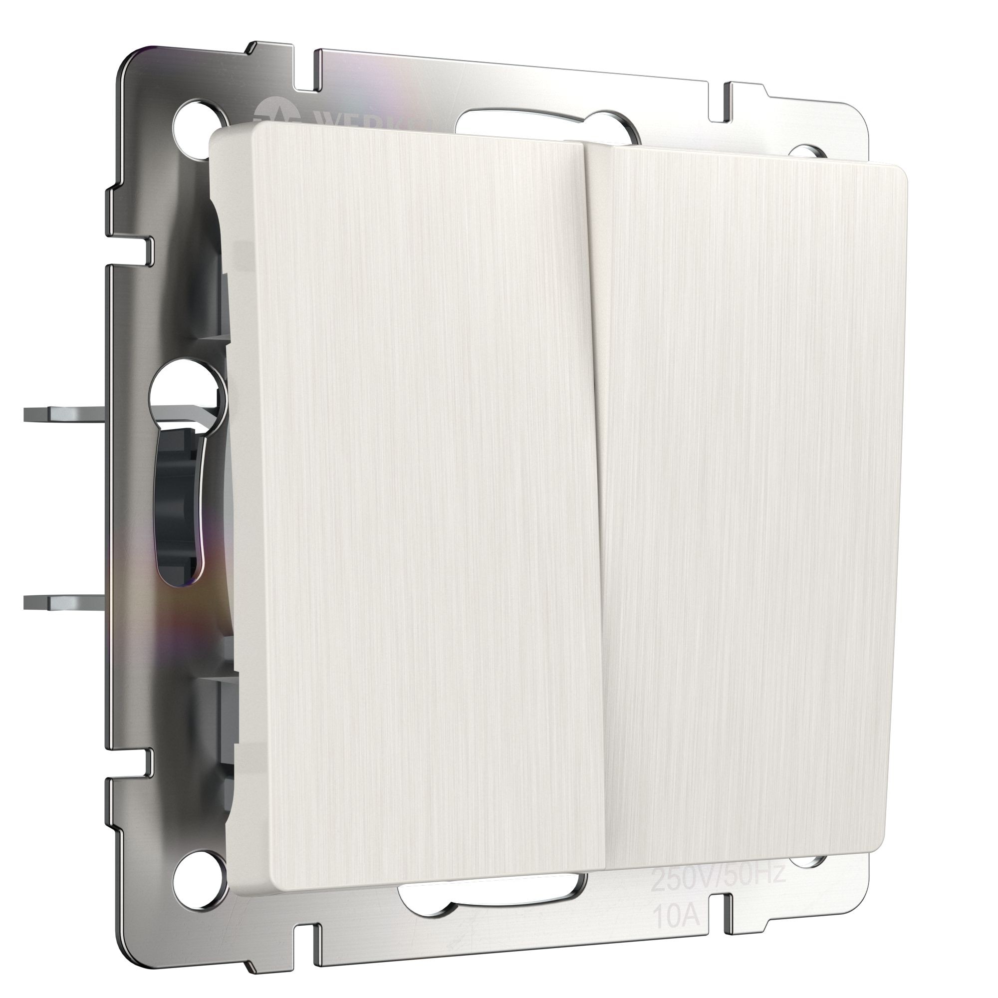 Выключатель Werkel W1122013/ Выключатель двухклавишный проходной (перламутровый рифленый)