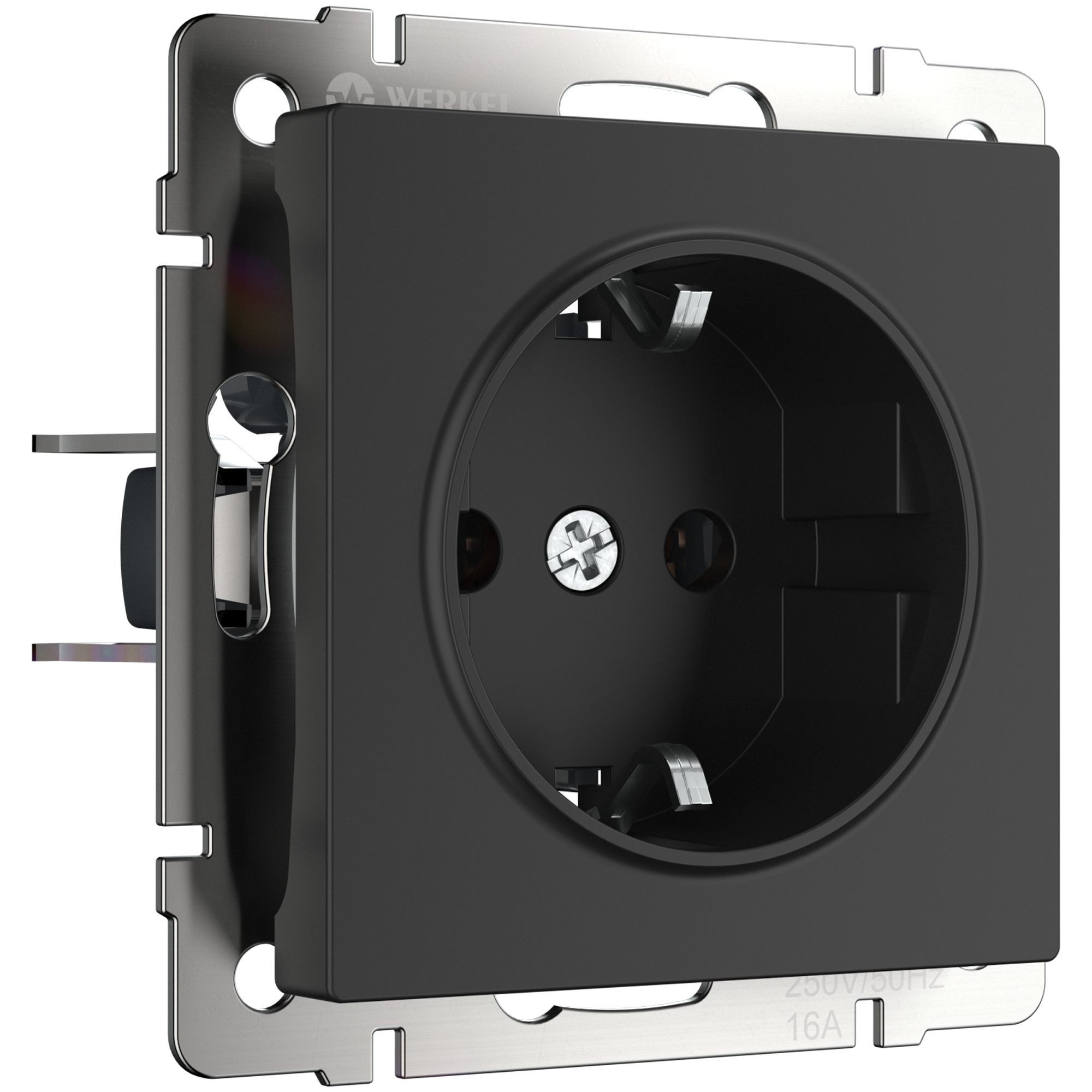 Розетка Werkel W1171308/ Розетка с заземлением, безвинтовой зажим (черный матовый)