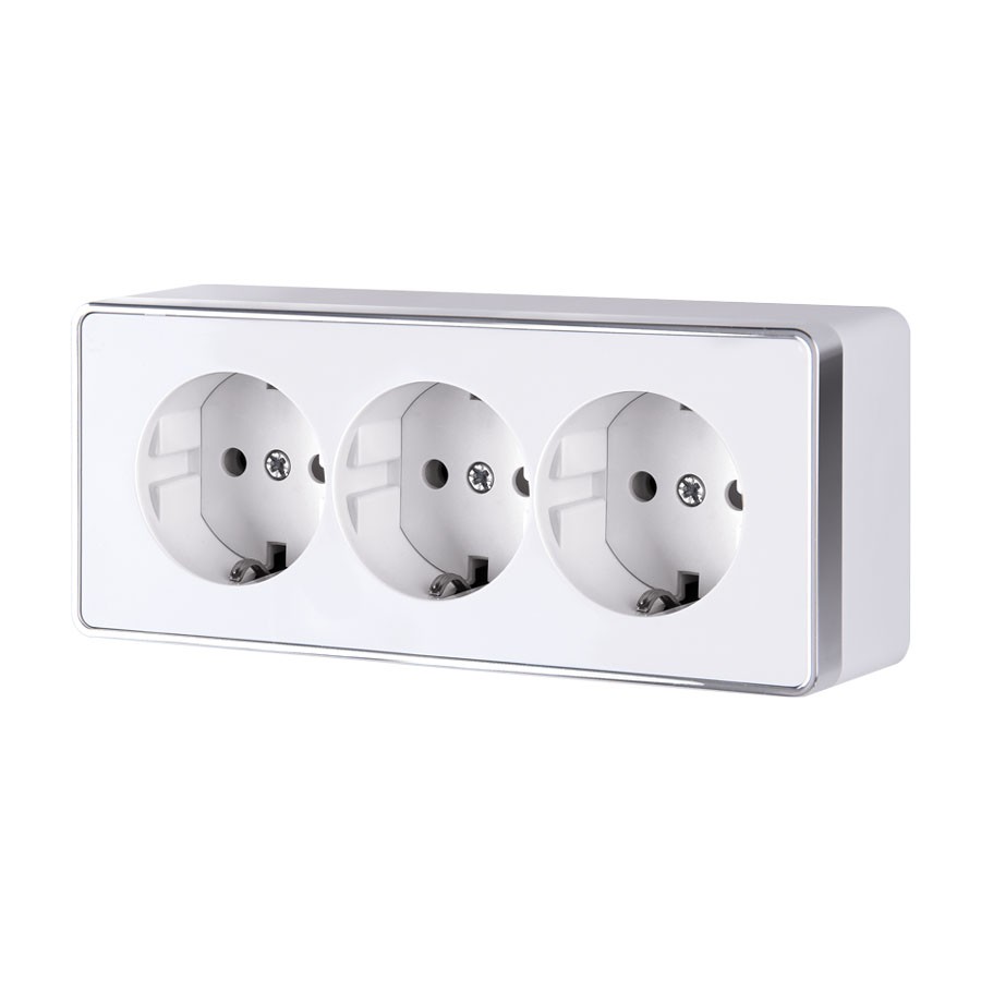 Розетка Werkel W5073101/ Розетка тройная с заземлением и шторками Gallant (белый)