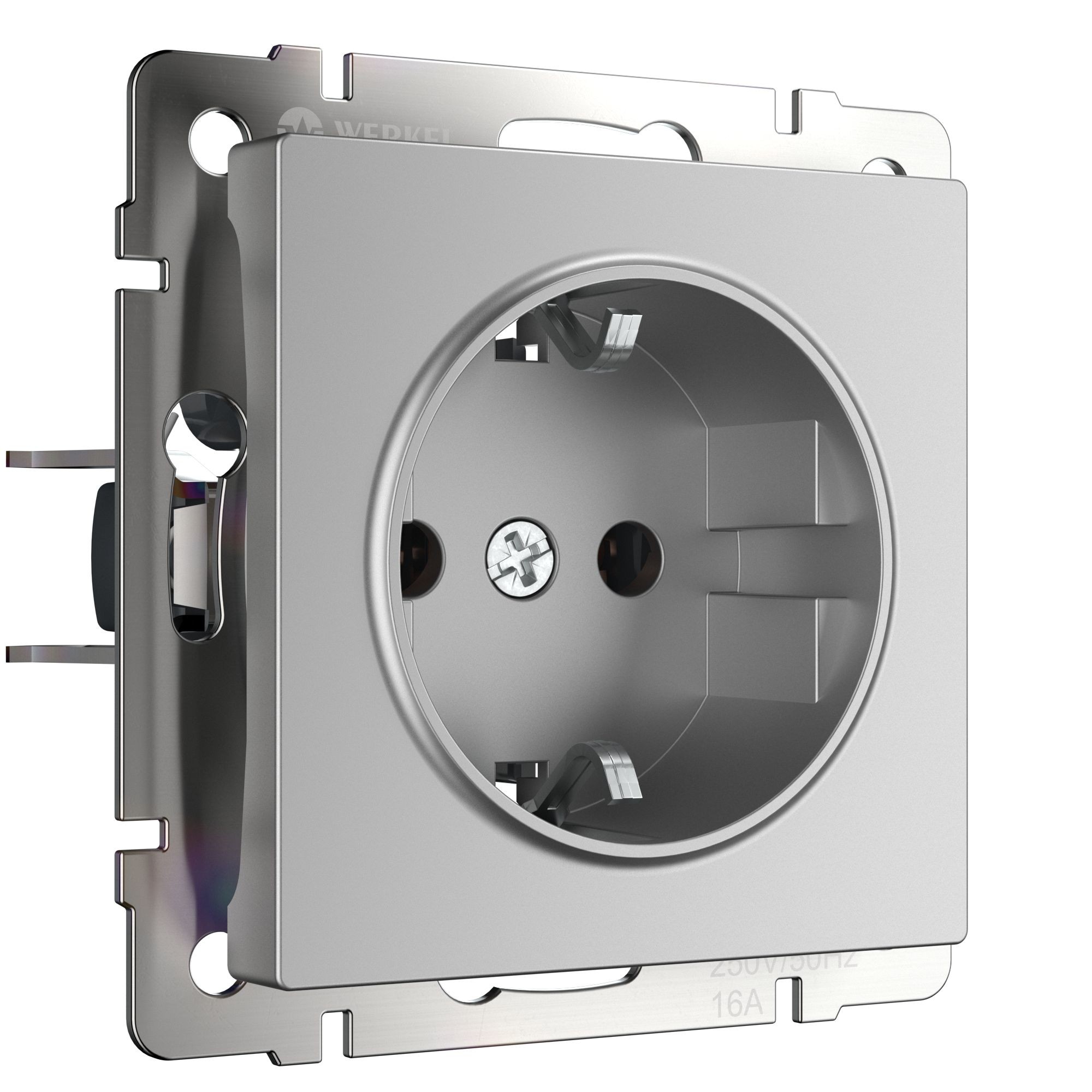 Розетка Werkel W1171306/ Розетка с заземлением, безвинтовой зажим (серебряный)