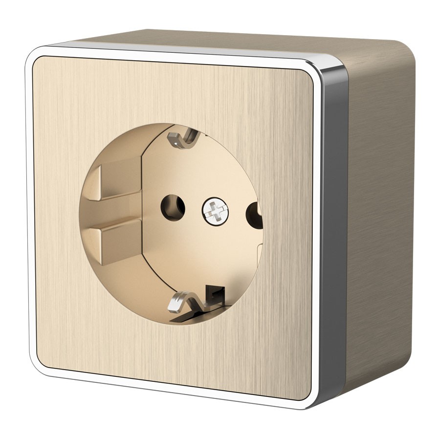 Розетка Werkel W5071010/ Розетка с заземлением Gallant (шампань рифленый)