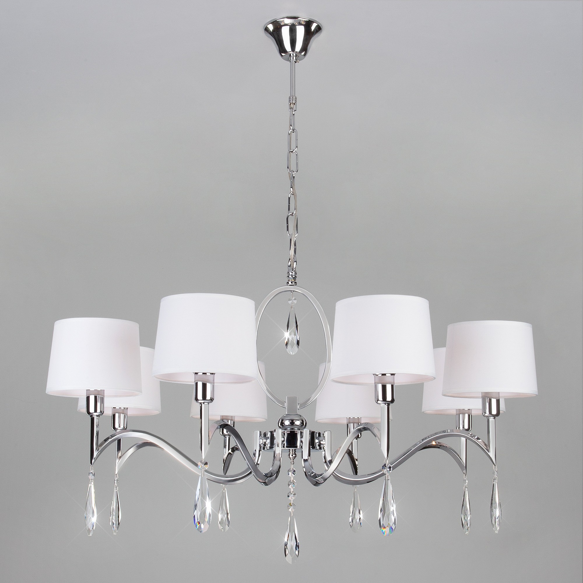 Подвесная люстра Eurosvet Madera 10127/8 хром/прозрачный хрусталь Strotskis Smart (10093/8)