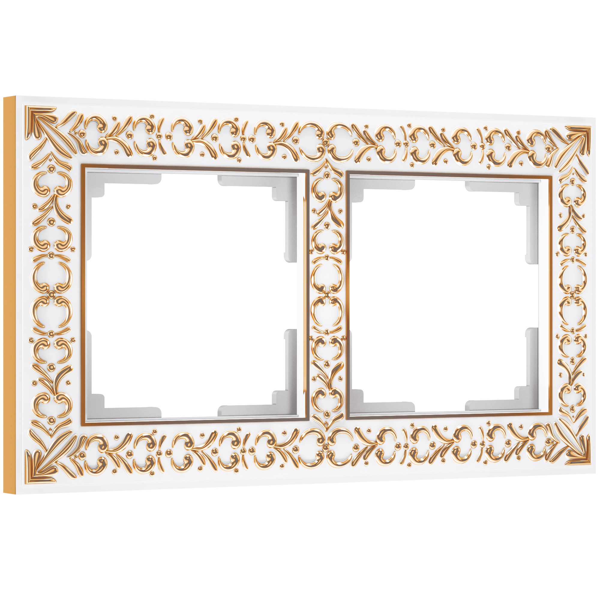 Рамка Werkel W0021523/ Рамка на 2 поста Antik (белое золото)