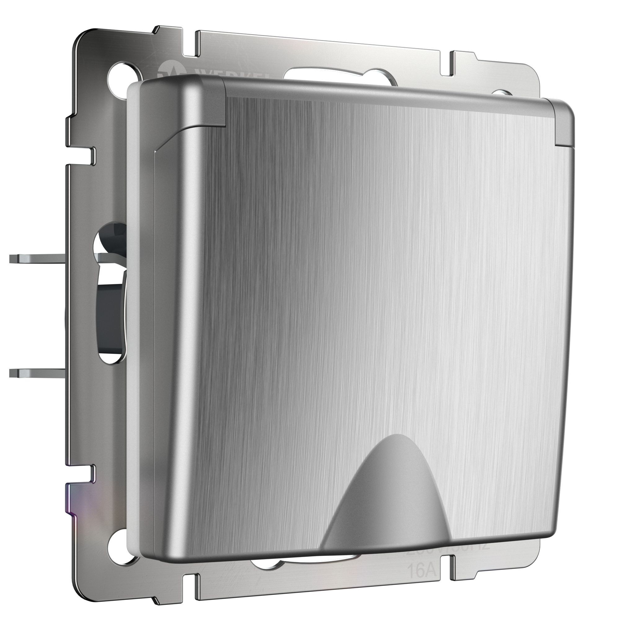 Розетка Werkel W1171209/ Розетка влагозащ. с зазем. с защит. крышкой и шторками (cеребряный рифленый)