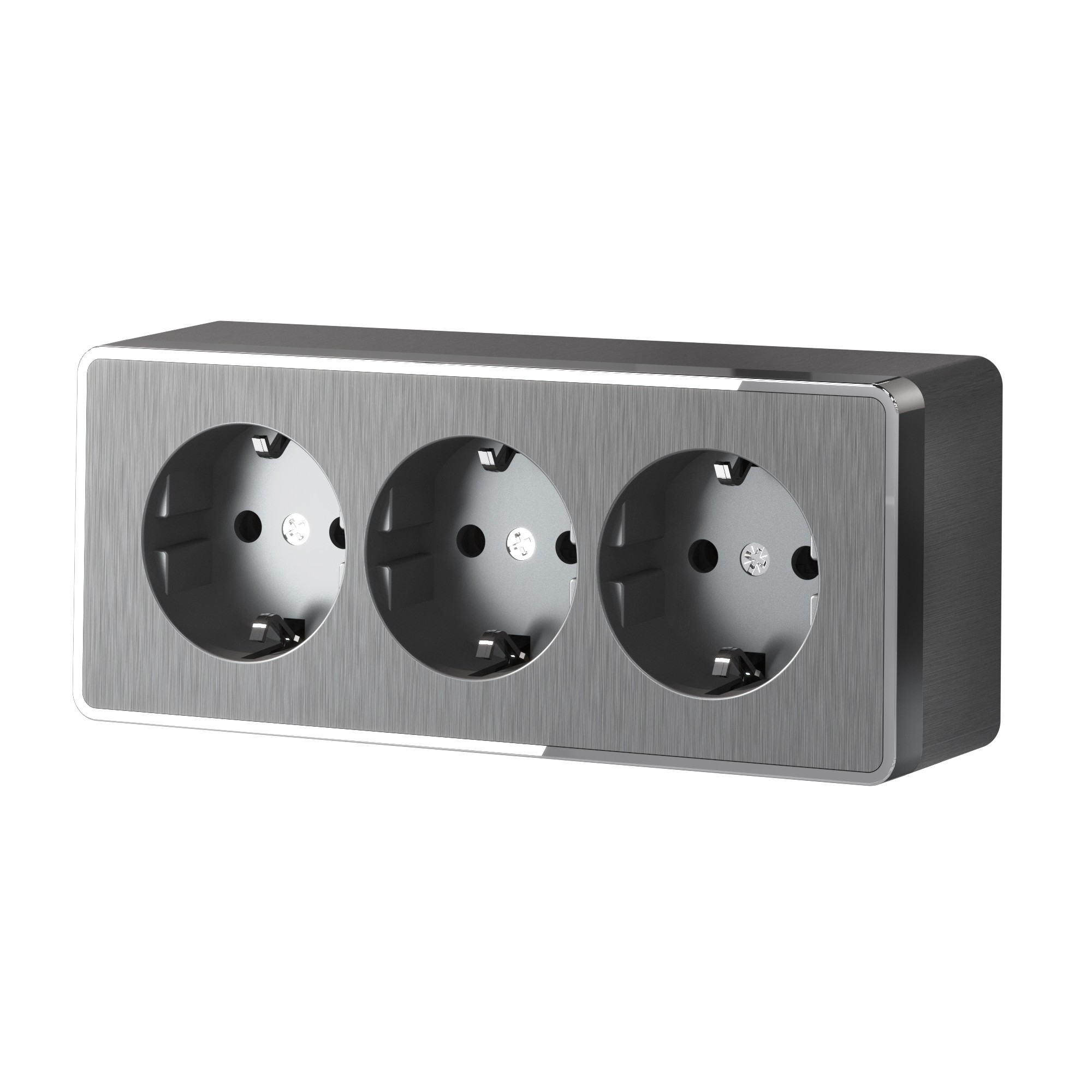 Розетка Werkel W5073104/ Розетка тройная с заземлением и шторками Gallant (графит рифленый)
