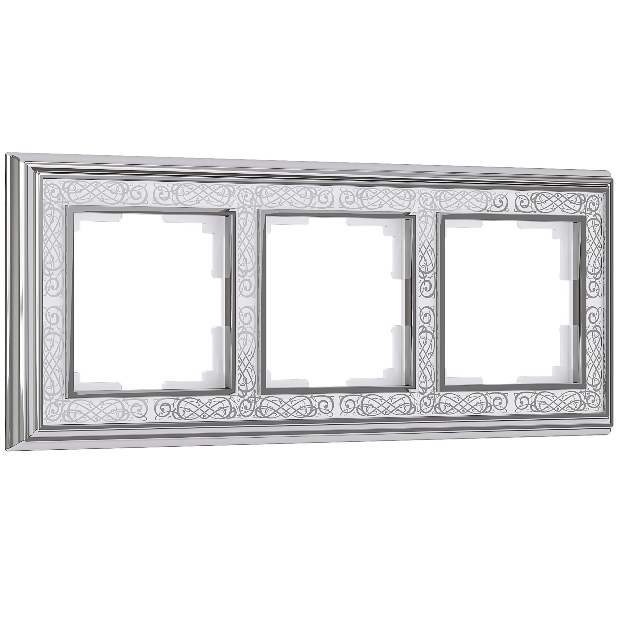 Рамка Werkel W0031431/ Рамка на 3 поста Palacio Gracia (хром/белый)