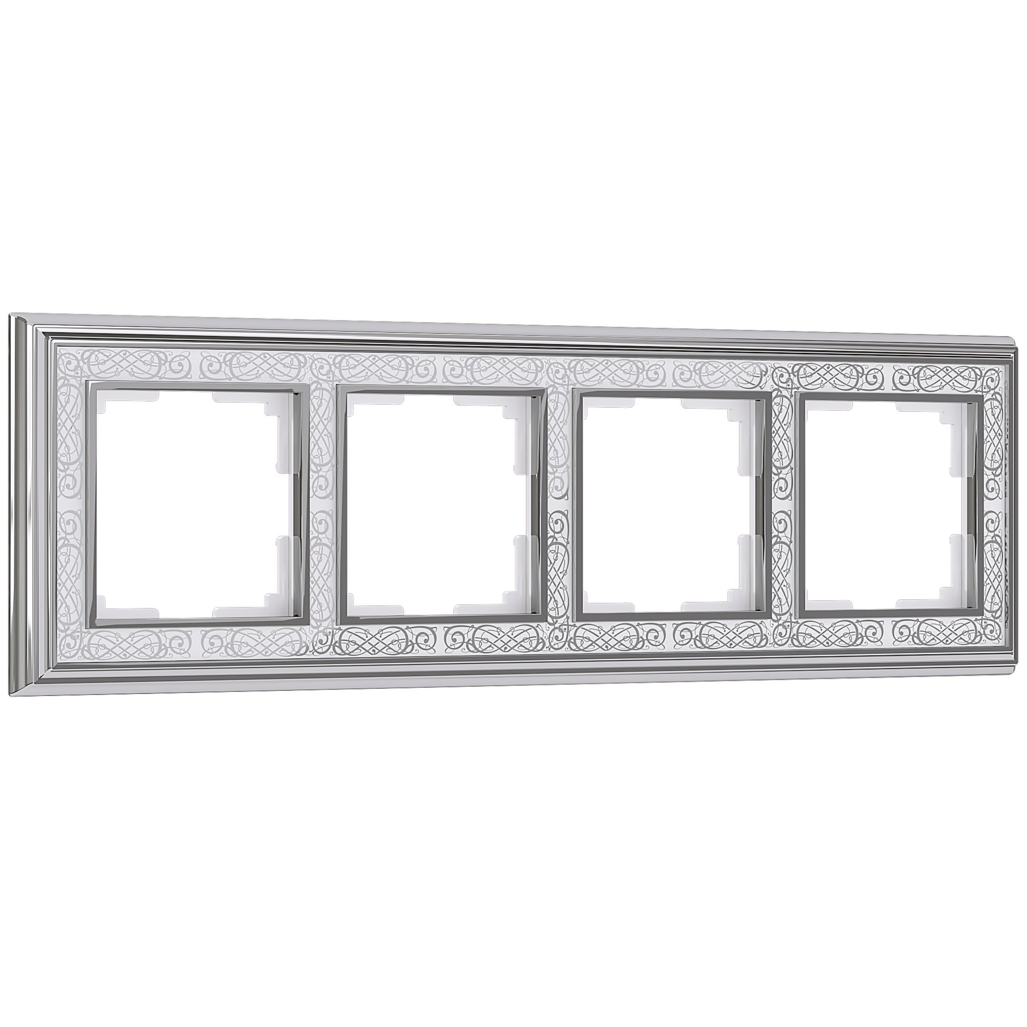 Рамка Werkel W0041431/ Рамка на 4 поста Palacio Gracia (хром/белый)