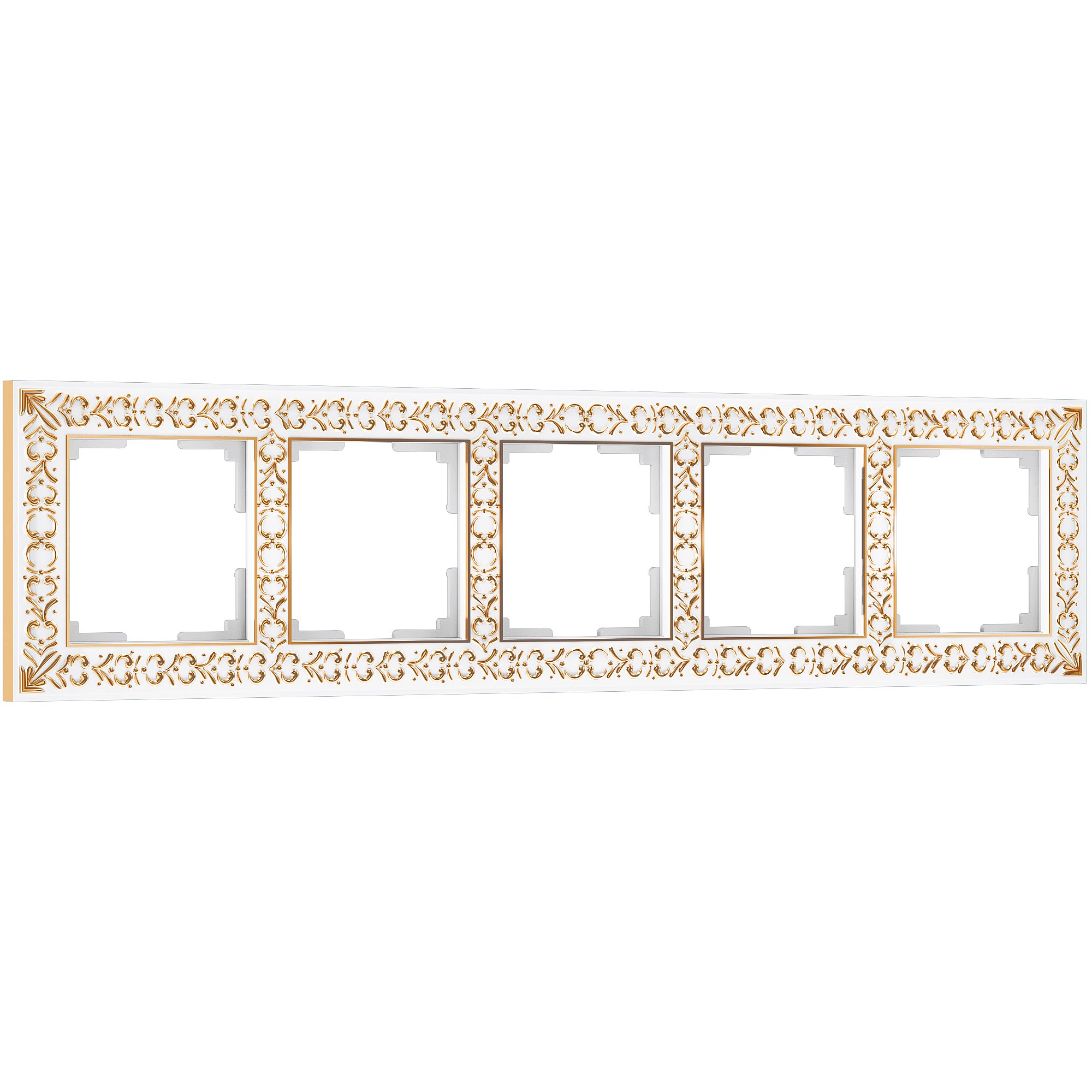 Рамка Werkel W0051523/ Рамка на 5 постов Antik (белое золото)