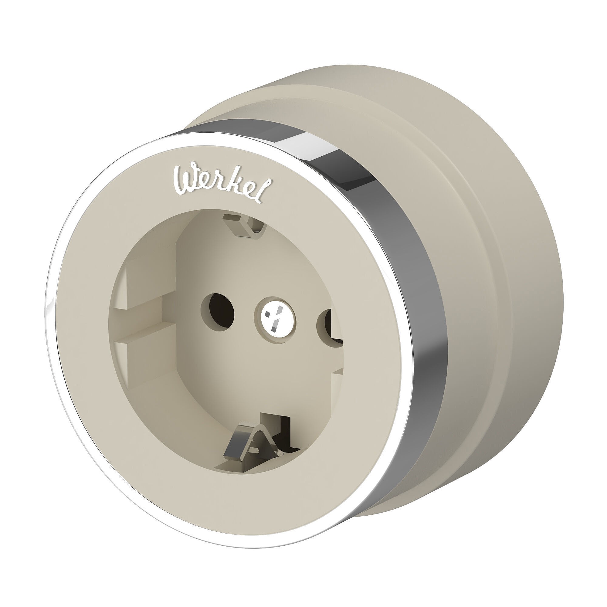 Розетка Werkel W5871055/ Розетка с заземлением Vintage (слоновая кость матовый/хром)