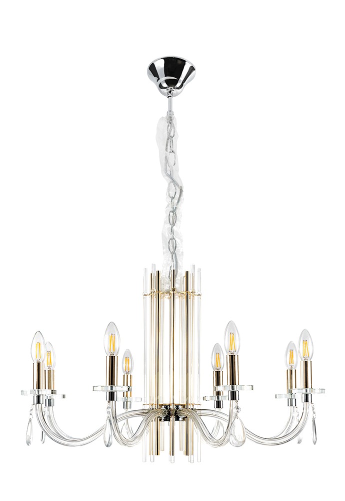 Подвесная люстра Crystal Lux Aurelio AURELIO SP8 GOLD+CHROME/TRANSPARENT
