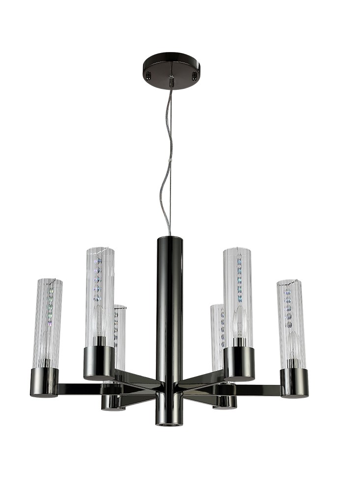 Подвесная люстра Crystal Lux Otono OTONO SP6+1 BLACK CHROMIUM/TRANSPARENTE