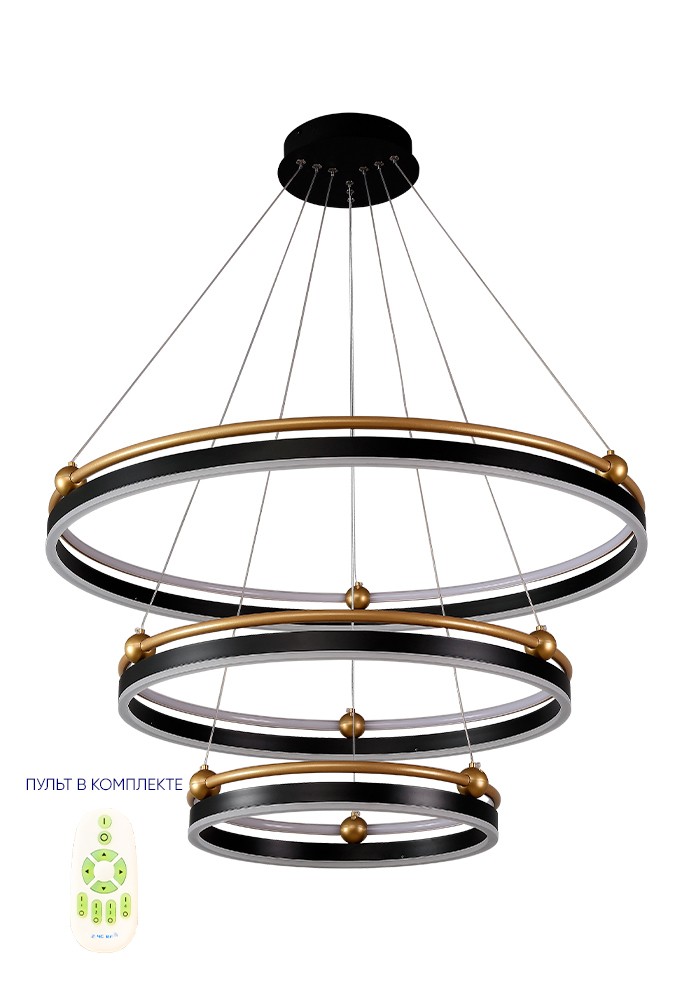 Подвесная люстра Crystal Lux FERNANDO FERNANDO SP158W LED D400+600+800 BLACK/GOLD