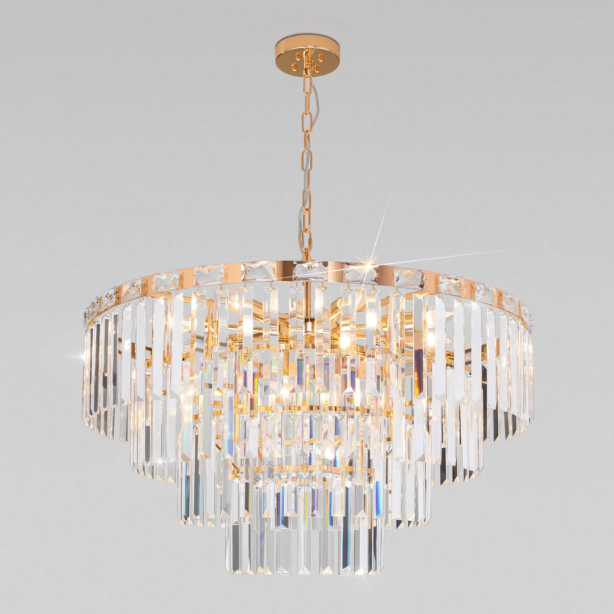 Подвесная люстра Eurosvet Elegante 10130/10 золото/прозрачный хрусталь Strotskis Smart
