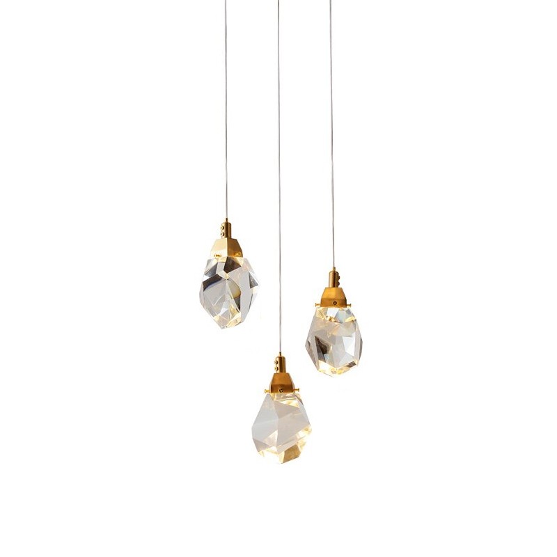 Светильник подвесной Delight Collection Crystal rock II 9701P/3R brass