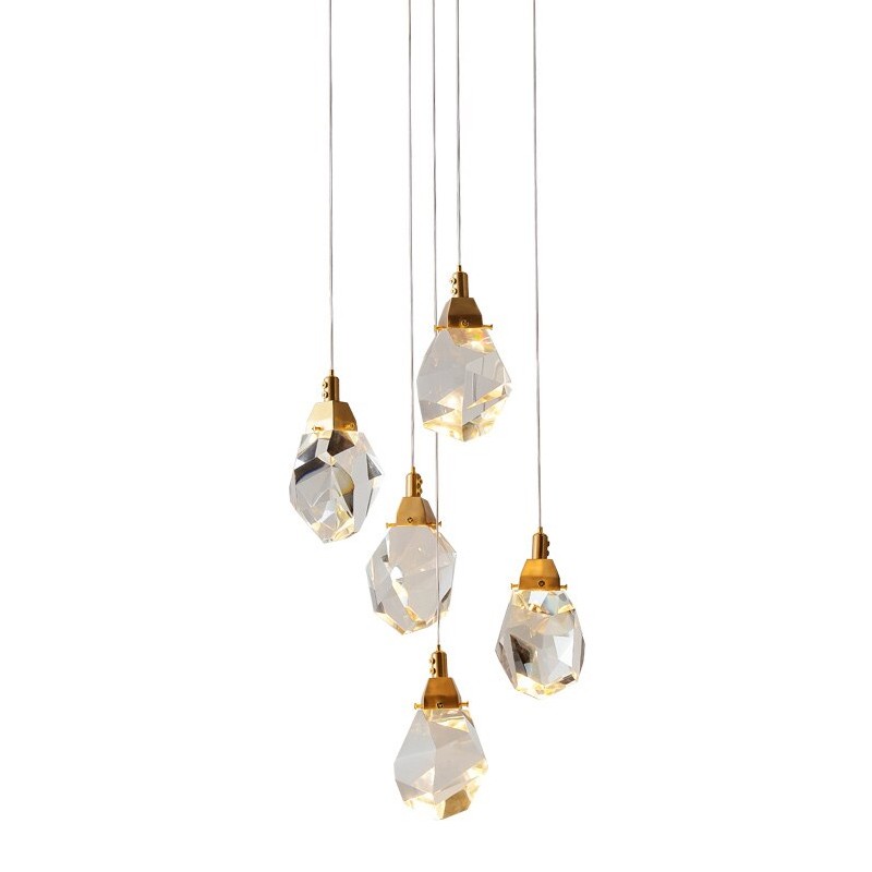 Светильник подвесной Delight Collection Crystal rock II 9701P/5R brass