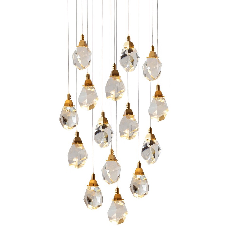 Светильник подвесной Delight Collection Crystal rock II 9701P/15R brass