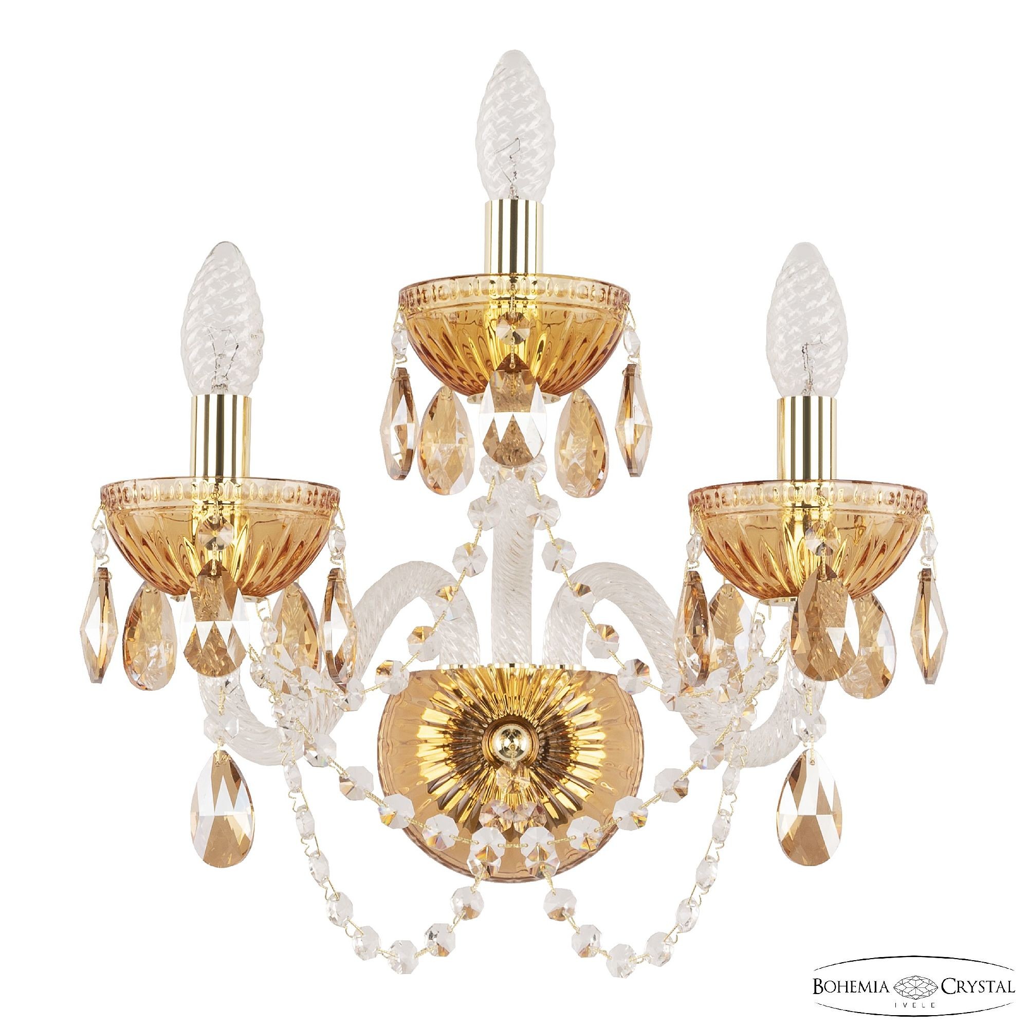 Настенное бра Bohemia 5402 5402B/2+1/165 G Amber/M-1G K721