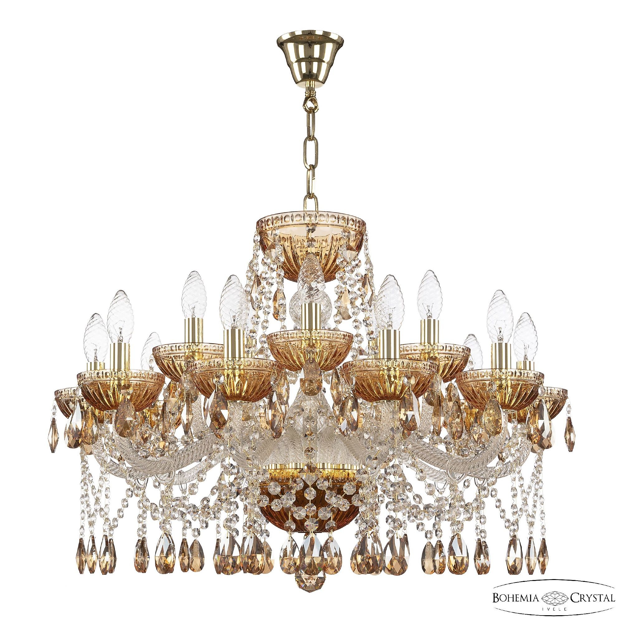 Подвесная люстра Bohemia 5413 5413/10+5/240 G Amber/M-1G K721