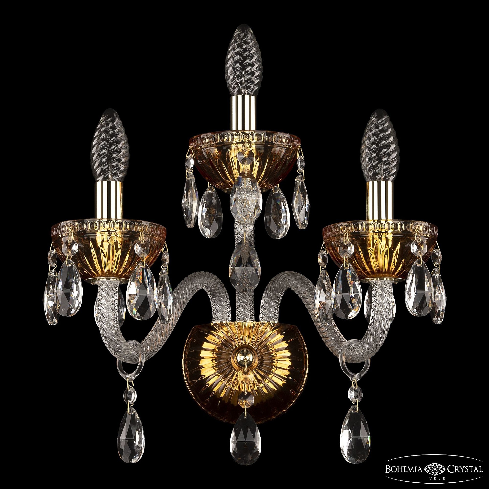 Настенное бра Bohemia 5417 5417B/2+1/165 G Amber/M-1G