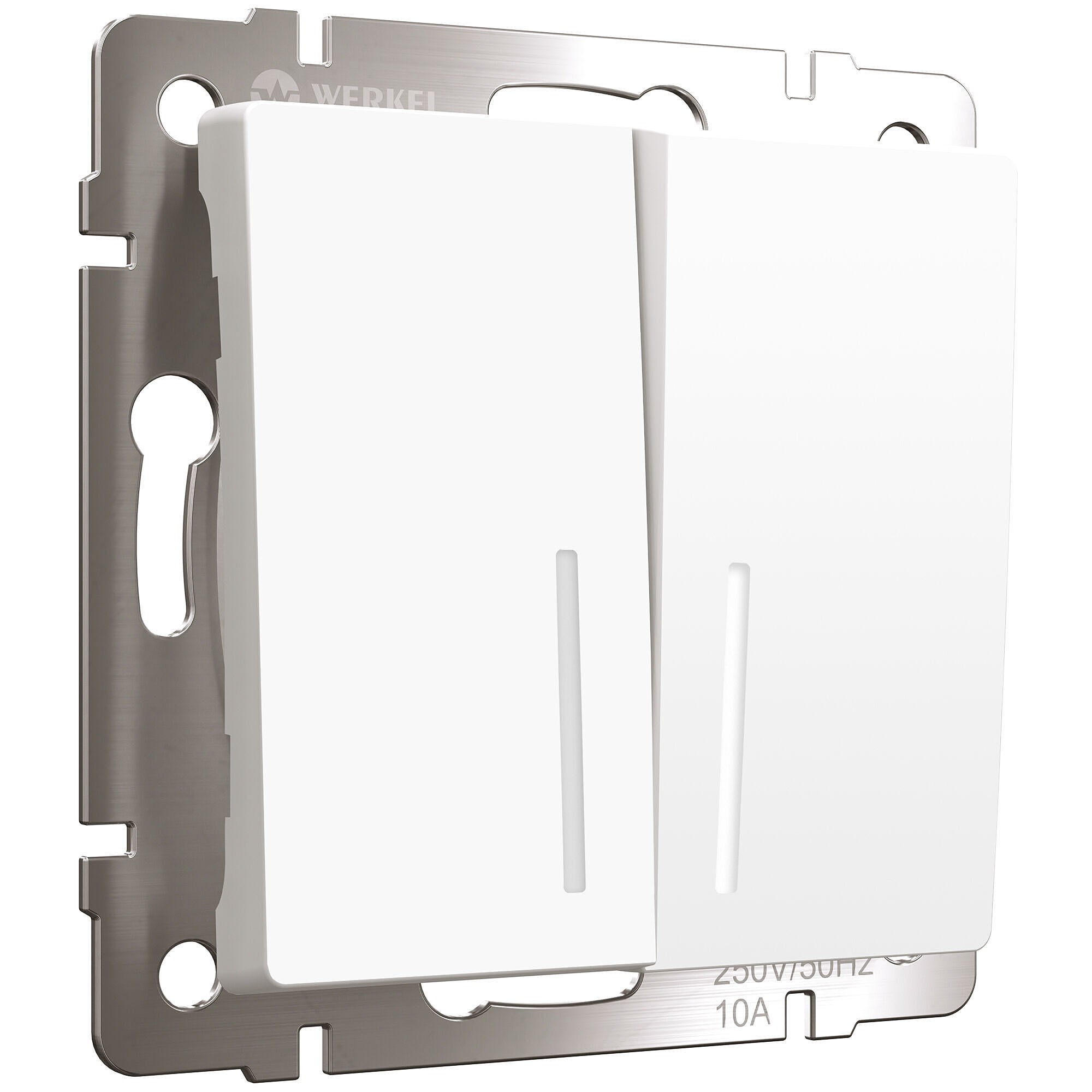 Выключатель Werkel W1122161/ Выключатель двухклавишный проходной с подсветкой (белый матовый)