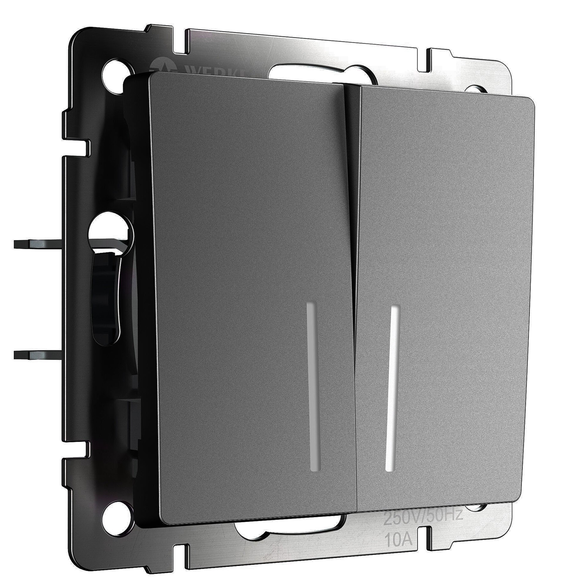 Выключатель Werkel W1120164/ Выключатель двухклавишный с подсветкой (графит матовый)