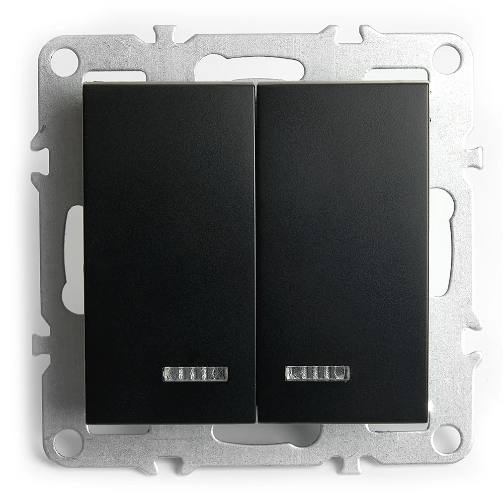 Выключатель 2-клавишный с индикатором Stekker Эрна 49147