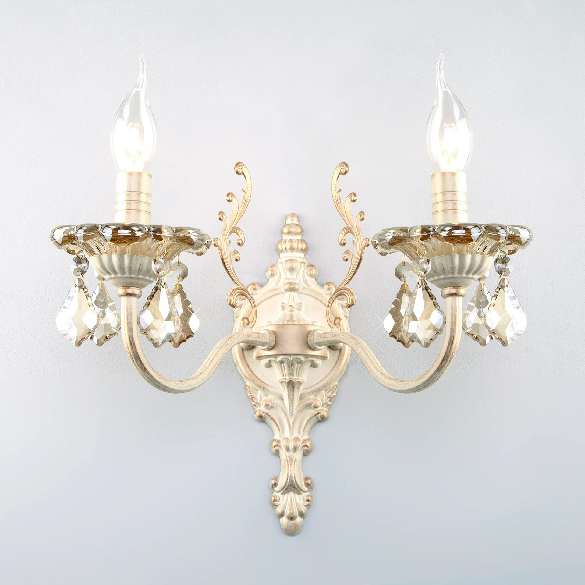 Настенное бра Eurosvet Elisha 3281/2 белый с золотом/тонированный хрусталь Strotskis