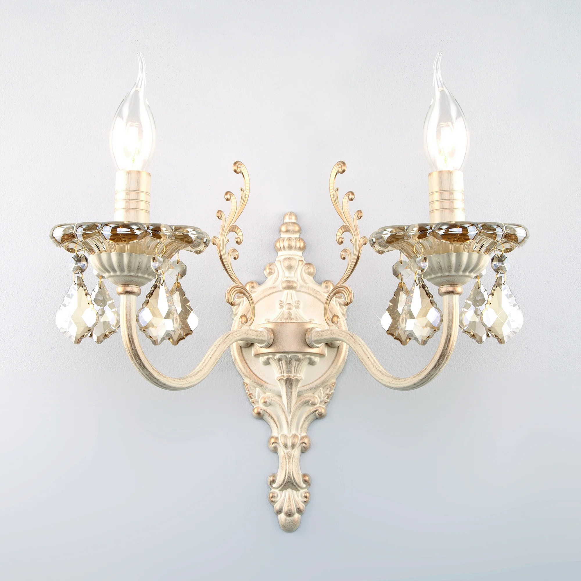 Настенное бра Eurosvet Elisha 3281/2 белый с золотом/тонированный хрусталь Strotskis