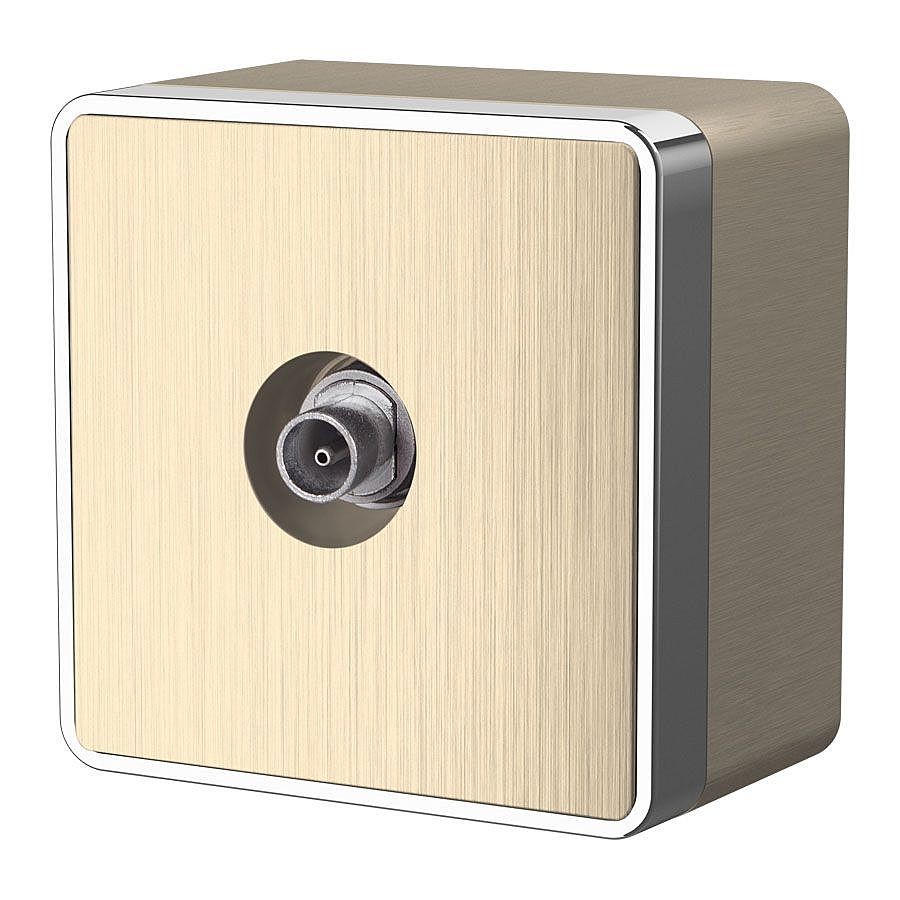 Розетка Werkel Накладные механизмы Gallant шампань рифленый W5083010/ ТВ-розетка оконечная Gallant (шампань рифленый)