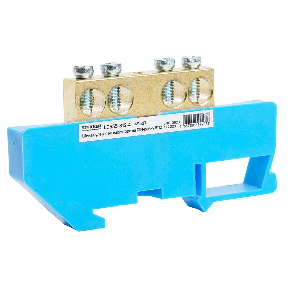 Шина N на изоляторе 8*12 на DIN-рейку 4 вывода Stekker LD555-812-4 49537