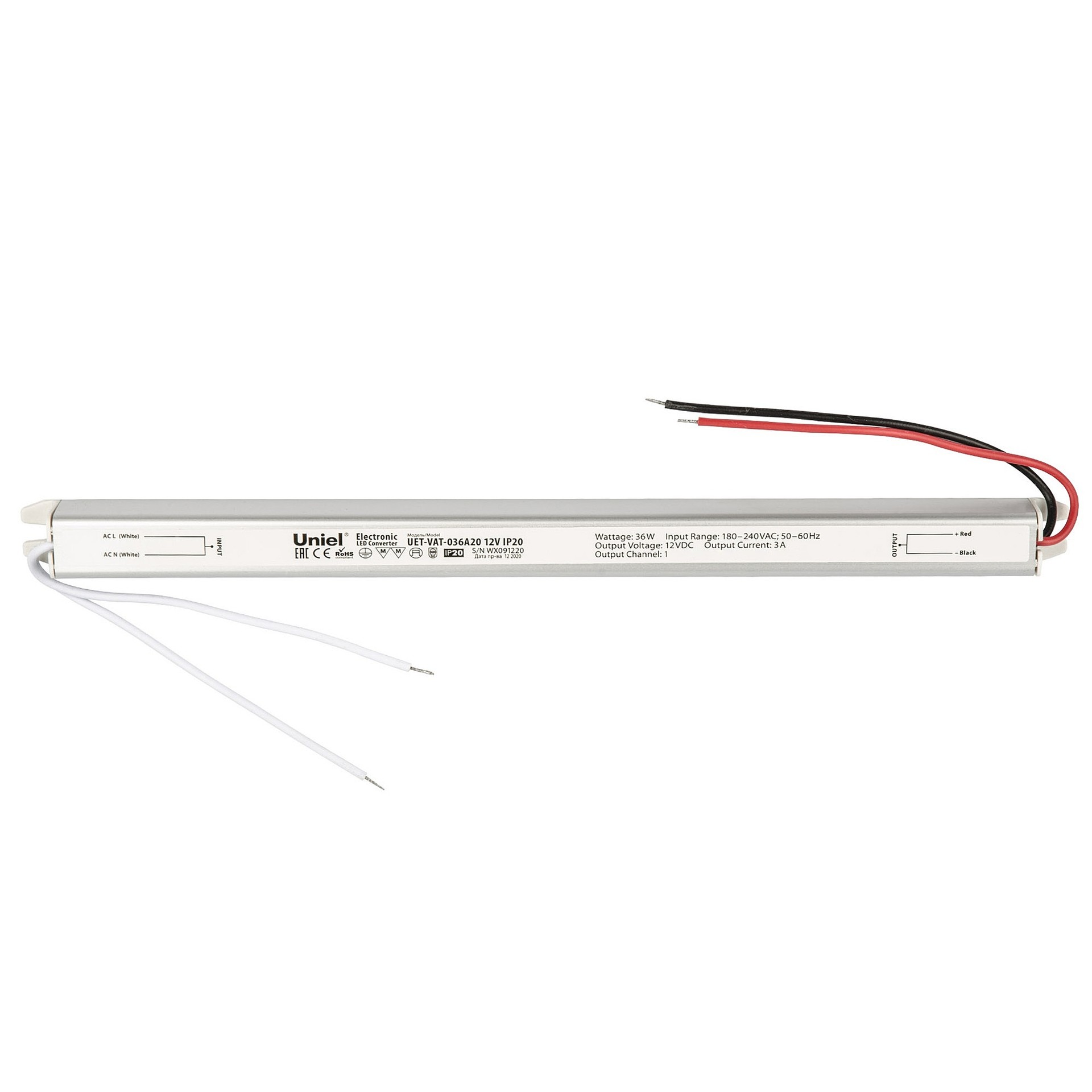 Блок питания ультратонкий, 36Вт Uniel UET-VAT-036A20 12V IP20