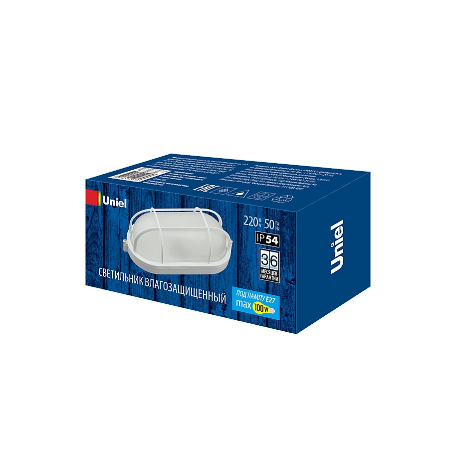 Уличный потолочный светильник Uniel UWL-O02 100W/E27 IP54 WHITE Овал/Решетка