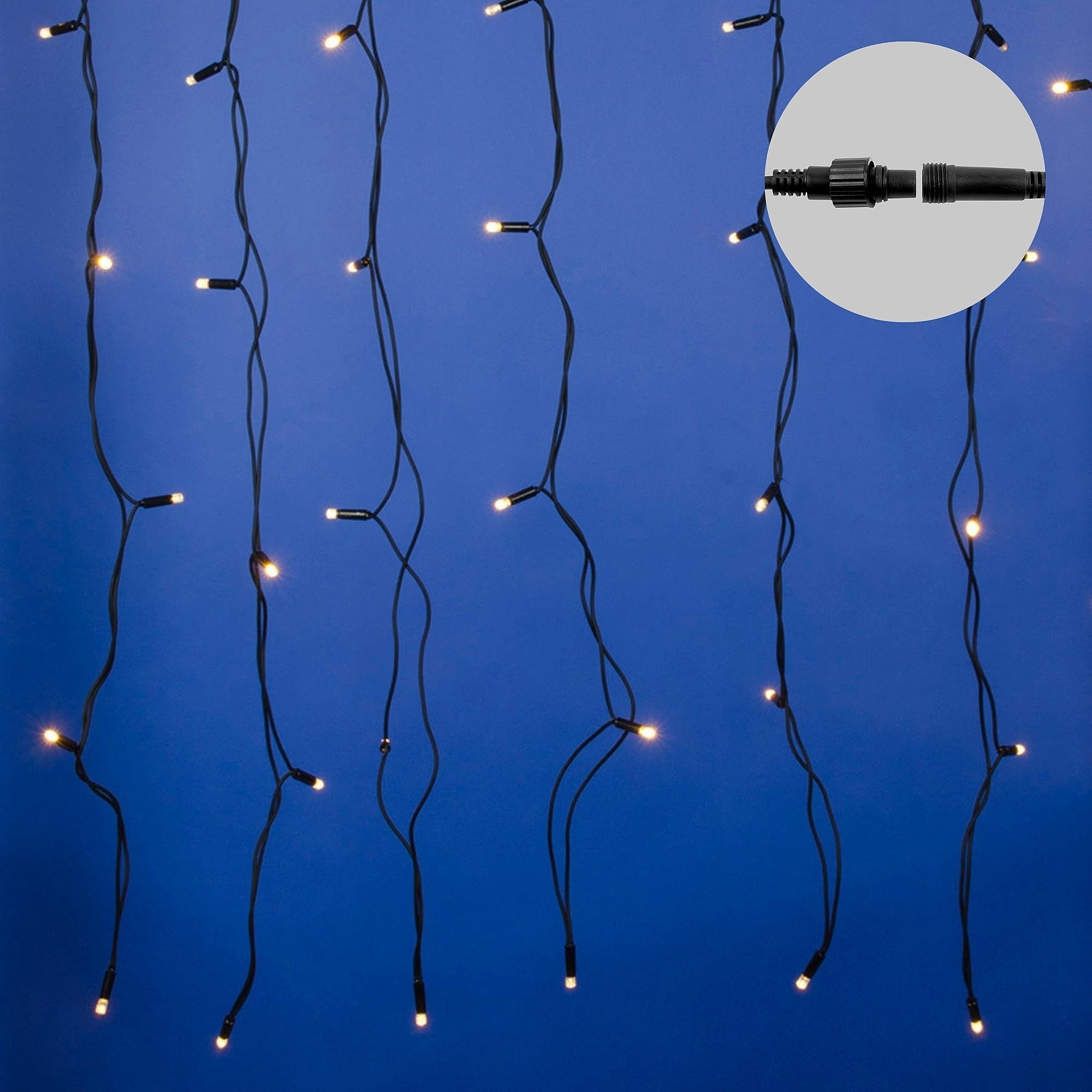 Занавес светодиодный с эффектом мерцания, 3х2м Uniel ULD-C3020-384/TBK WARM WHITE IP67