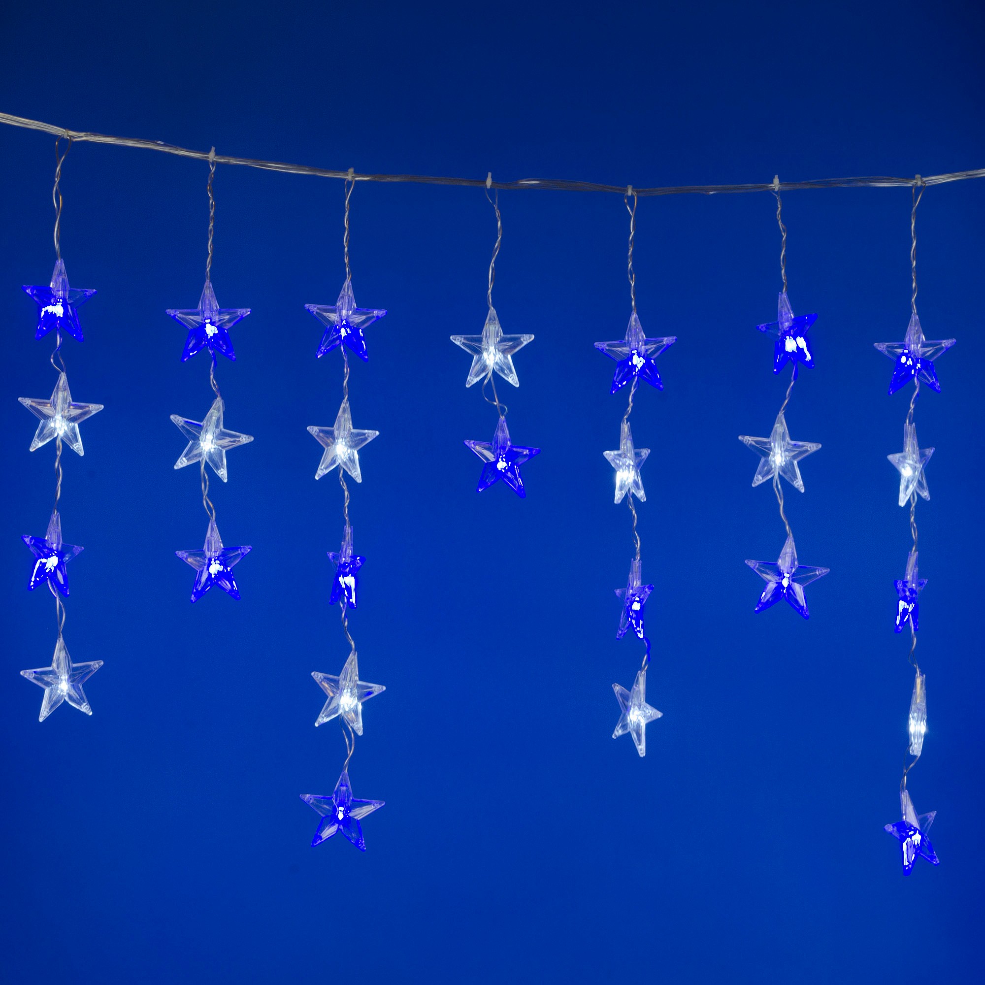 Занавес светодиодный фигурный Звёздочки-1 Uniel ULD-E5505-196/DTK WHITE-BLUE IP20 STARS-1