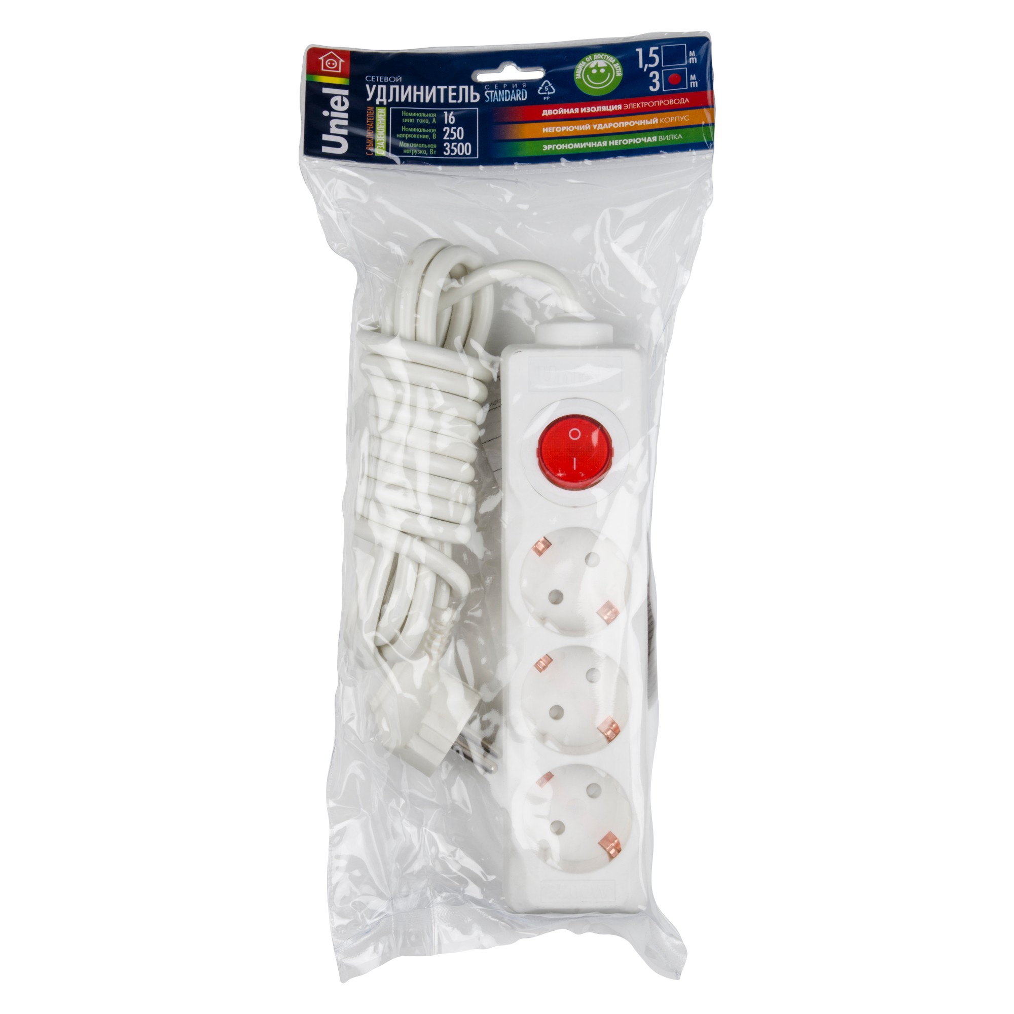 Удлинитель Uniel Standard S-GCD3-3B