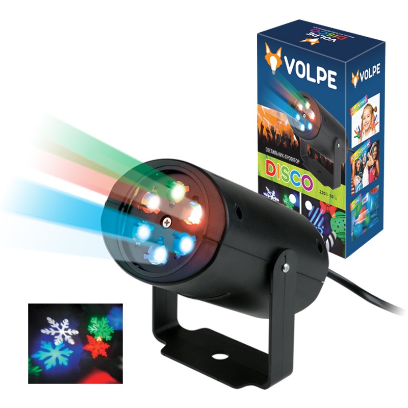 Светодиодный светильник-проектор Volpe Uli-q306 ULI-Q306 4W/RGB BLACK SNOWFLAKE