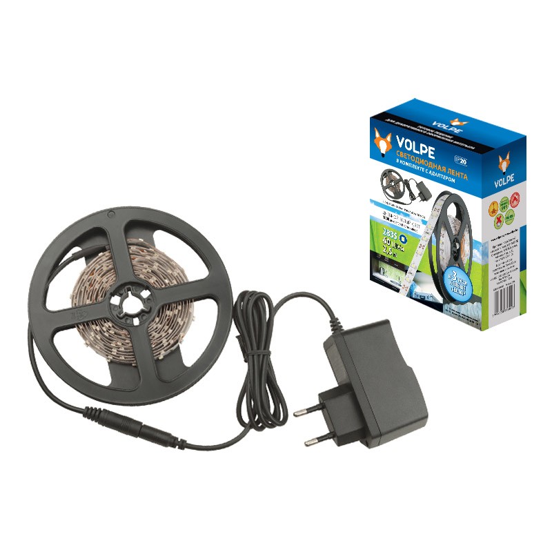 LED лента Volpe Uls-q321 ULS-Q321 2835-60LED/m-IP20-2.5M-DW RRP24C00 Комплект светодиодной ленты с адаптером