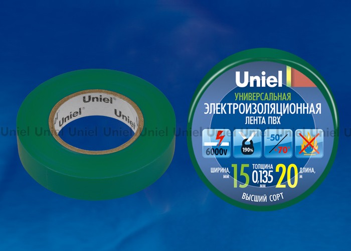 Изоляционная лента Uniel UIT-135P 20/15/01 GRN
