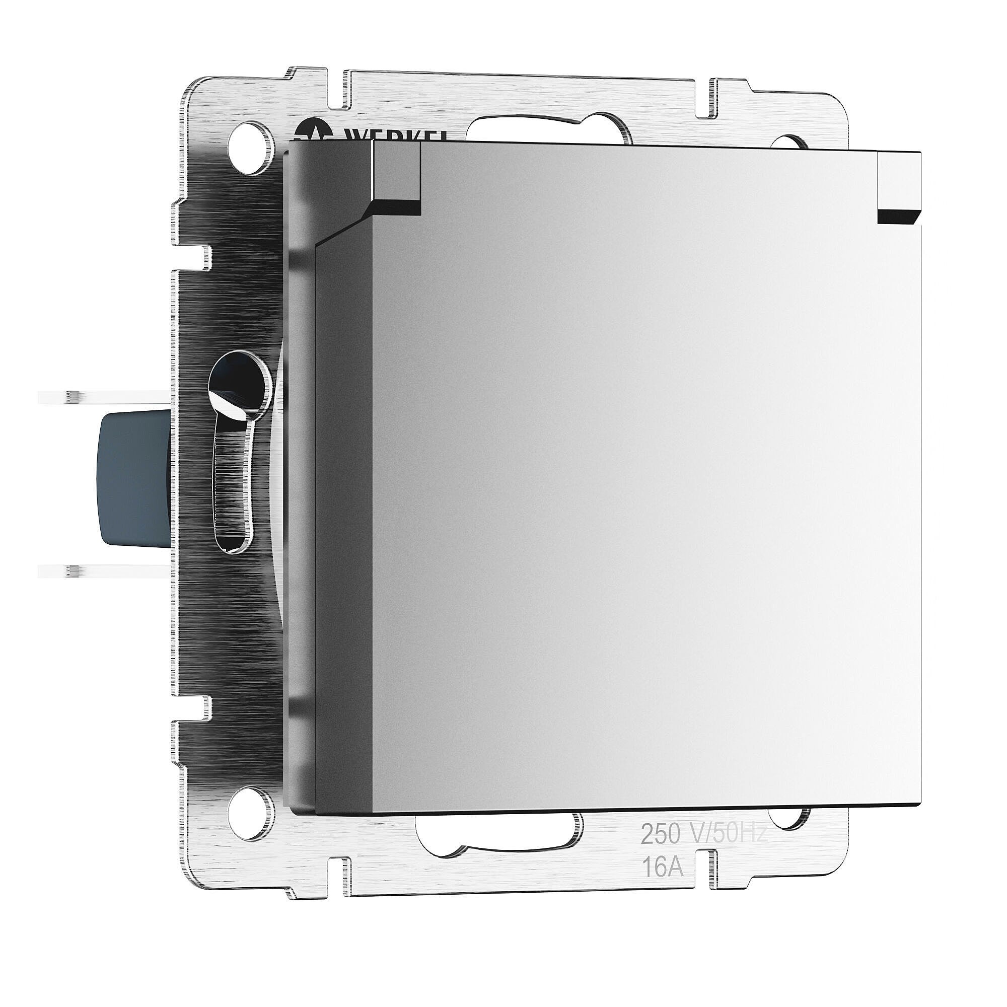 Розетка Werkel Встраиваемые механизмы серебряный матовый W1171265/ Розетка влагозащ. с зазем. с защит. крышкой и шторками N (серебряный матовый)