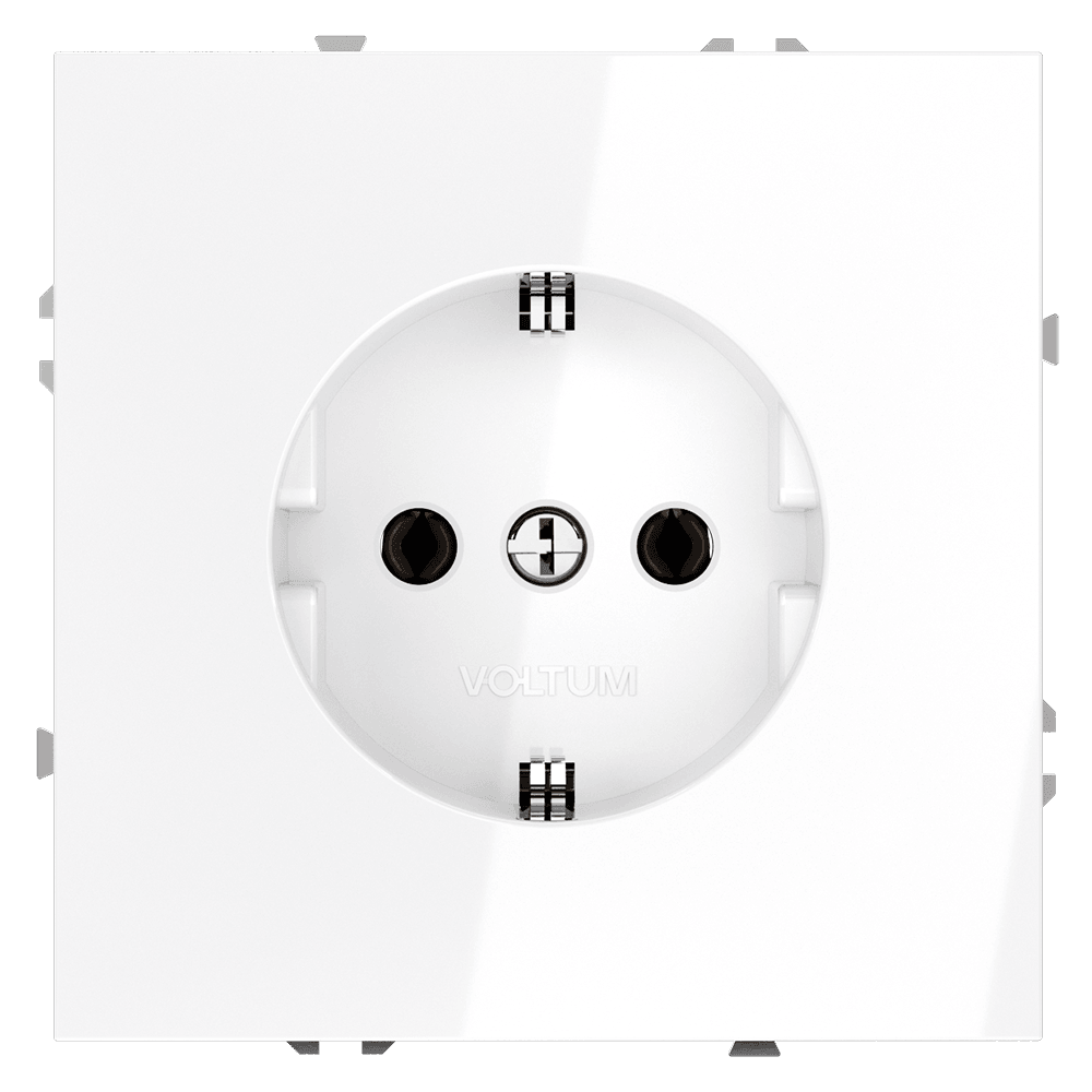 Розетка встраиваемая VOLTUM S70 с заземлением 16А, (белый глянцевый) VLS040101