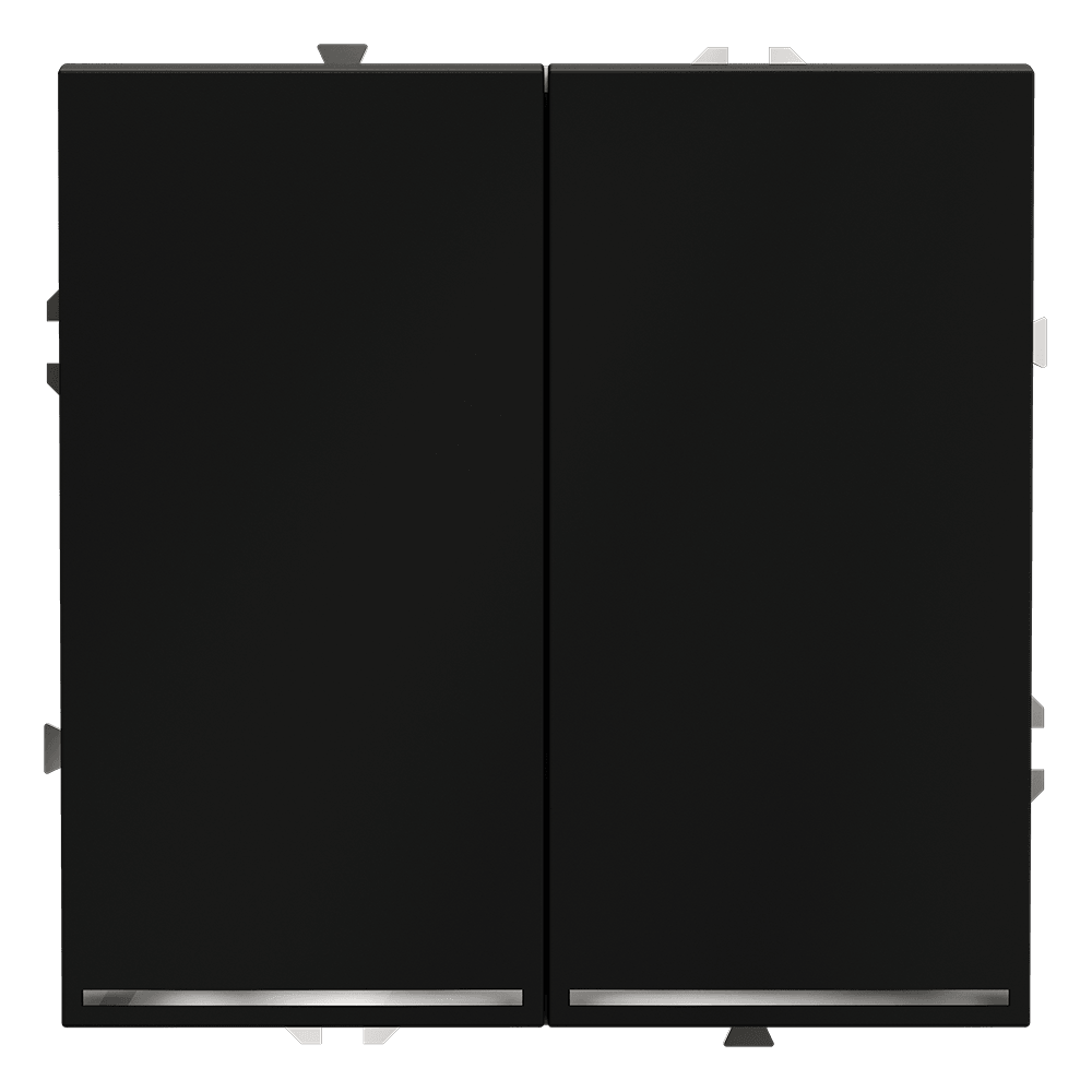 Выключатель встраиваемый VOLTUM S70 двухклавишный с подсветкой 10А, (черный матовый) VLS020208