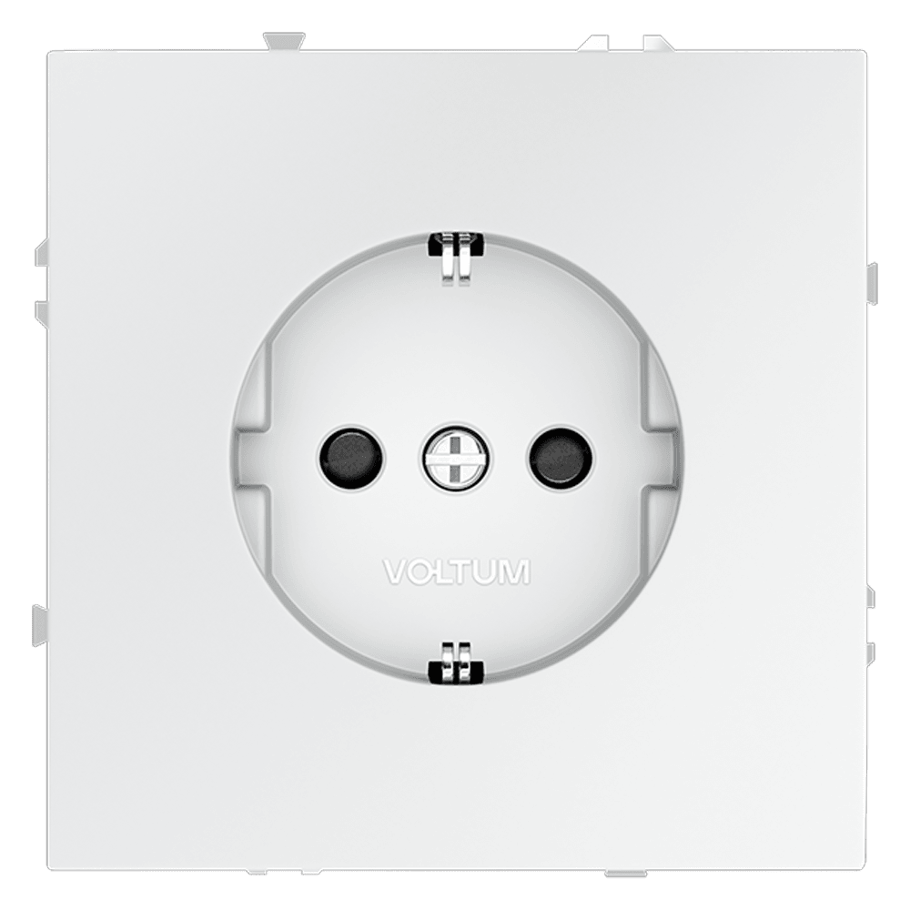 Розетка встраиваемая VOLTUM S70 с заземлением и защитными шторками, 16А, (белый матовый) VLS040202