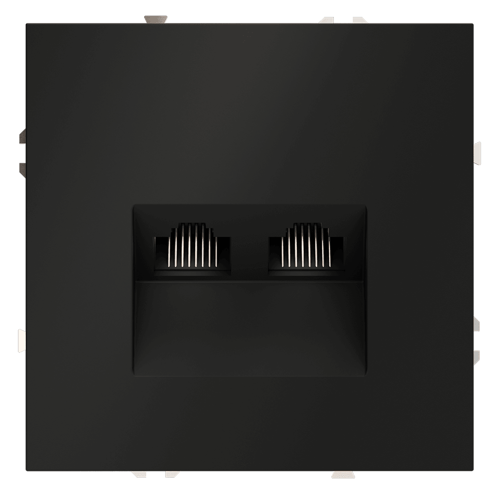 Розетка компьютерная встраиваемая VOLTUM S70 двойная RJ45+RJ45 кат.6, (черный матовый) VLS060208