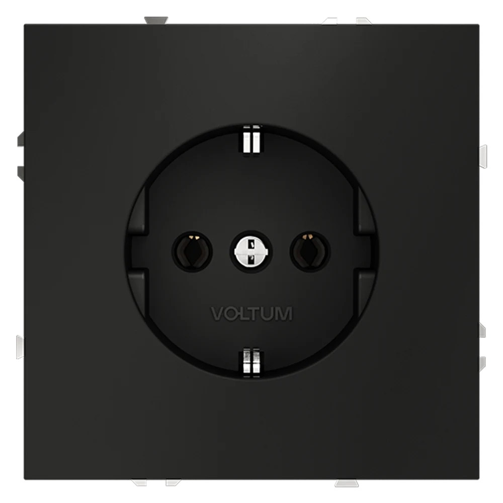 Розетка встраиваемая VOLTUM S70 с заземлением 16А, (черный матовый) VLS040108