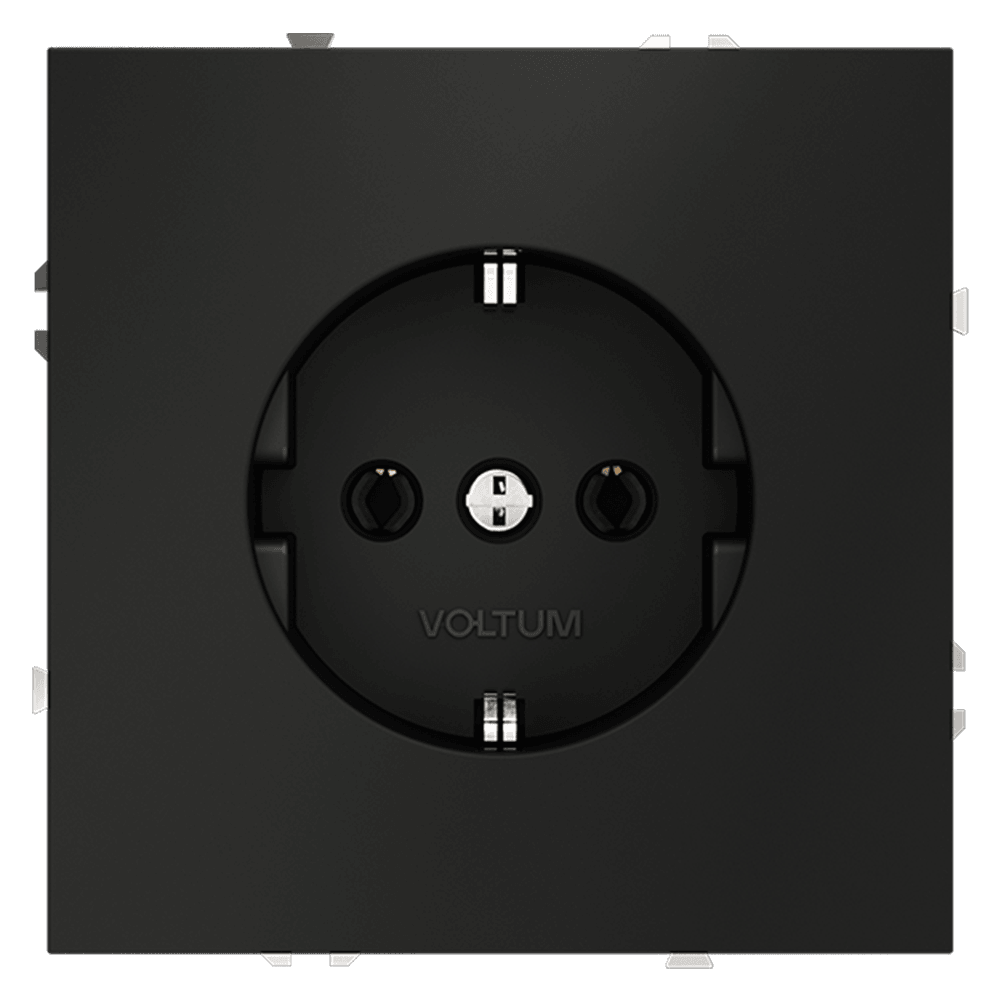 Розетка встраиваемая VOLTUM S70 с заземлением 16А, (черный матовый) VLS040108