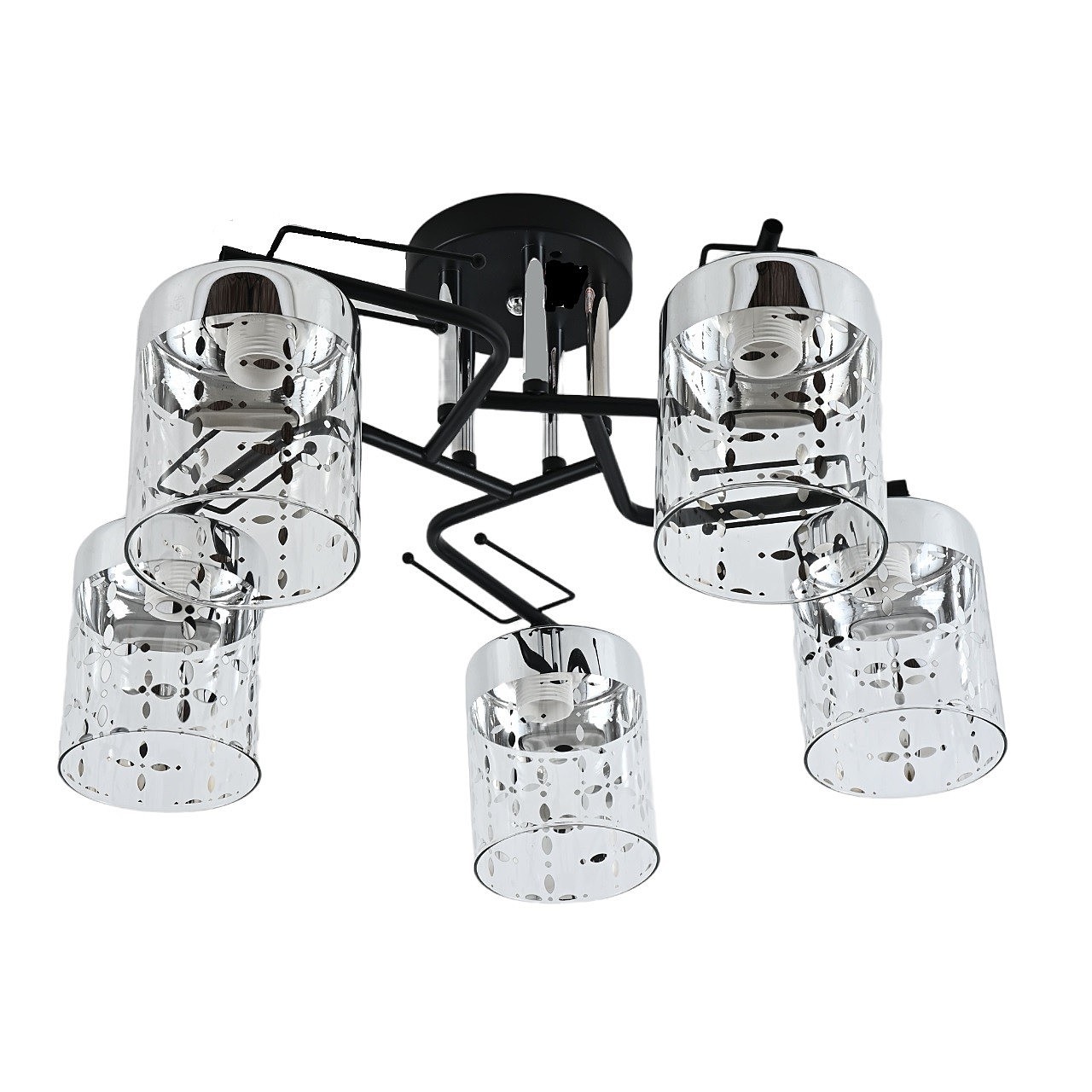 Потолочная люстра ЭкономСвет 10082 10082/5BK+CR CL+CR